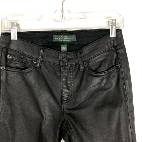 Lauren Ralph Lauren Black Coated Skinny Jeans Sz 2 - Picture 4 of 8